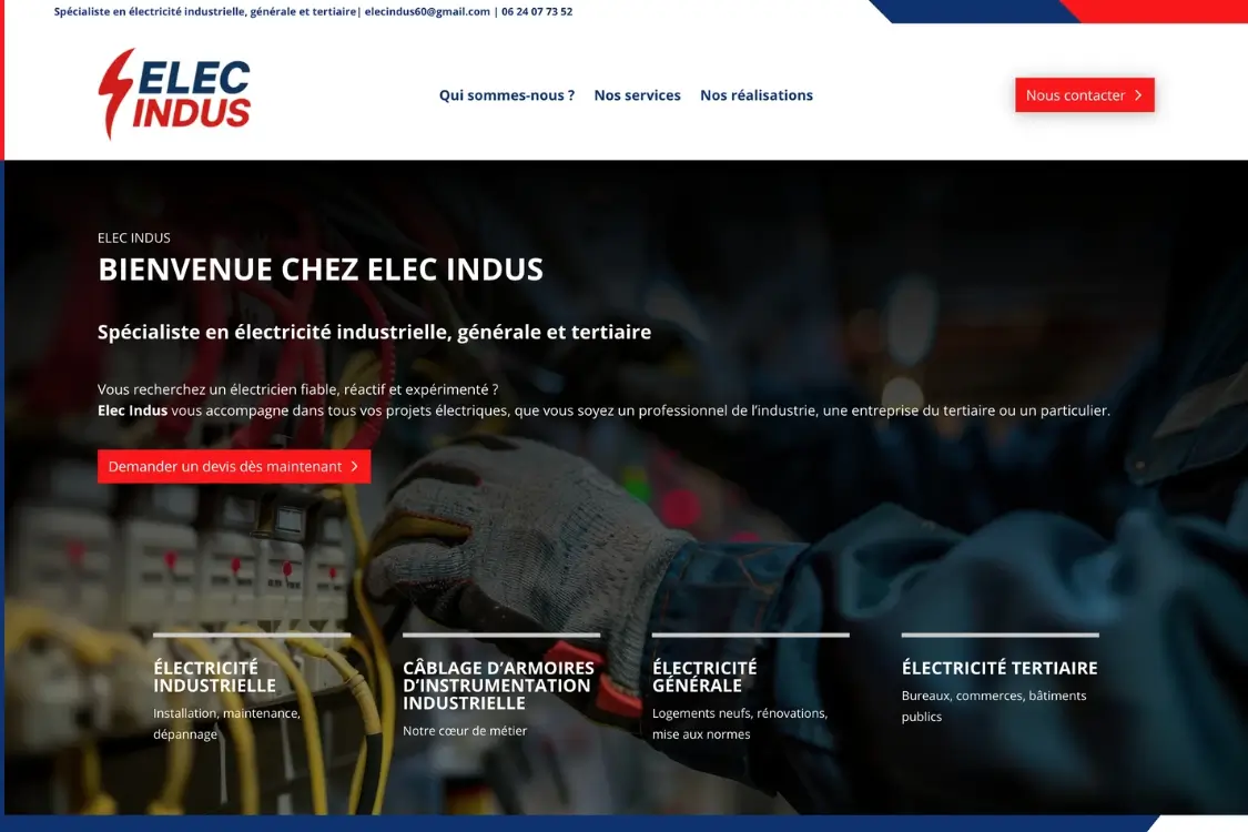 Création site web artisan electricien oise elec indus